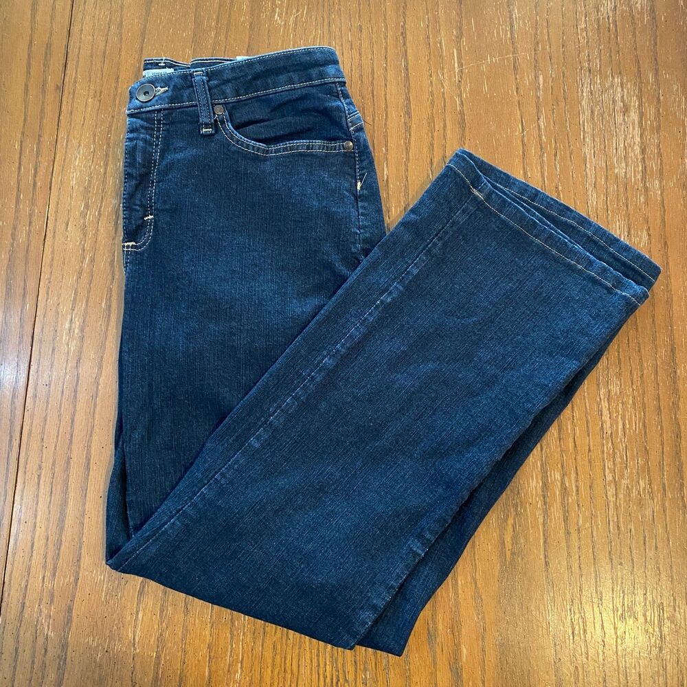 Lee Women’s Size 10 M Bootcut Stretch Denim Jeans Dark Wash Mid Rise Flap Pocket